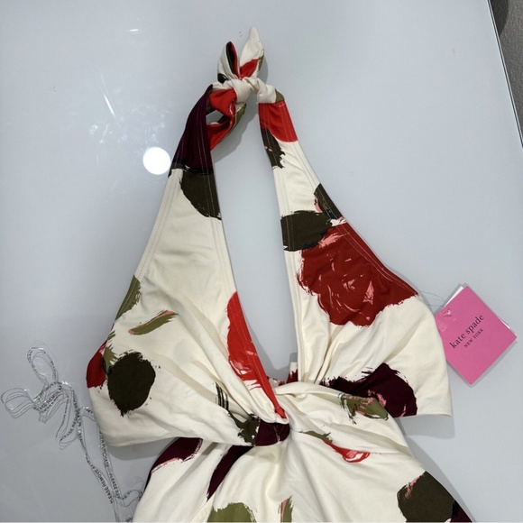 NWT $148 Kate Spade [ Small ] Floral Knotted Halter Twist One‎ Piece Swimsuit - Picture 3 of 13